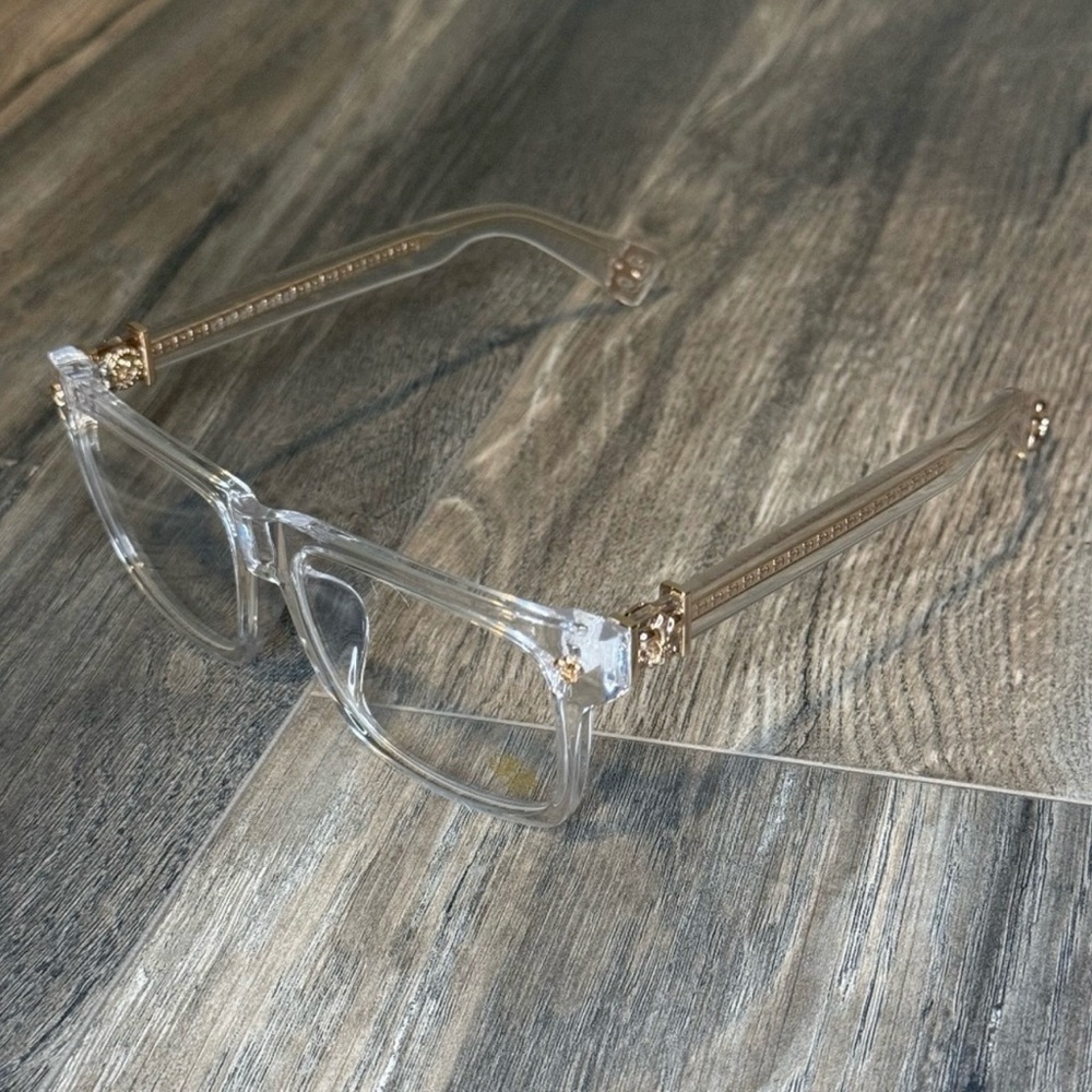 Clear Chrome Hearts Unisex glasses with gold details